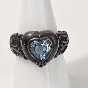 Brighton Ring Sterling Silver Blue Topaz Heart Size 8